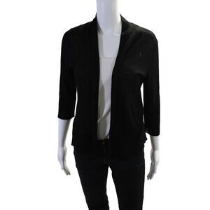 Designer Women's Long Sleeves Mesh Cardigan Sweater Black Size L